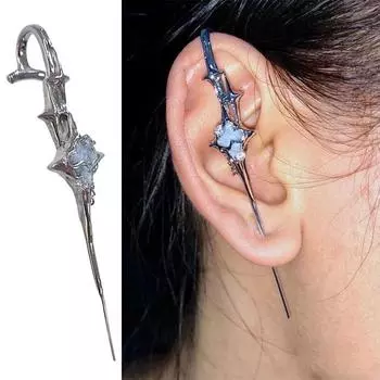 Темперамент Передние и задние серьги Панк-металл пирсинг переносица прокол ушная игла для женщин