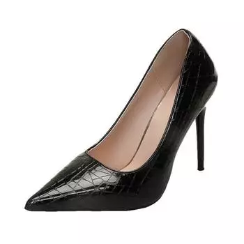 Temperament pointed black high heels autumn new professional single shoes women s large size fashion single shoes 34