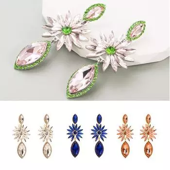 Темперамент Полный бриллиант Инкрустация Цветной бриллиант Серьги с геометрическим рисунком Жен. Мода Сплав 8.7*3.7cm синий