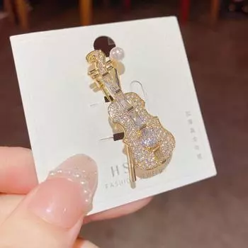 Темперамент Простая модная мини-брошь в виде скрипки, легкая роскошная универсальная булавка в виде музыкальной ноты, женские дизайнерские аксессуары Sense