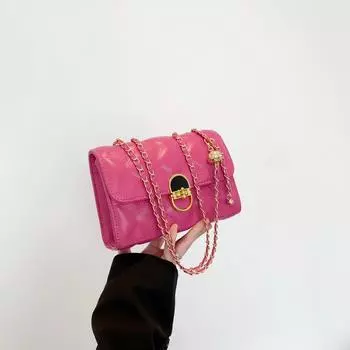 Темперамент Простая модная ретро-сумка на цепочке подмышкой Весенняя универсальная сумка-мессенджер Маленькая квадратная сумка розы красного