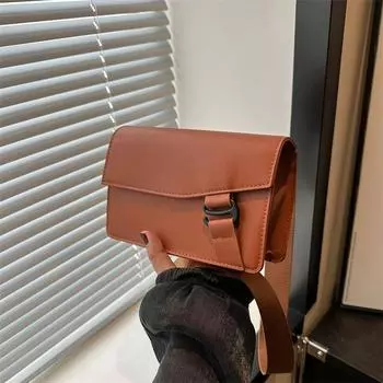 Temperament простая однотонная сумка с широким плечевым ремнем, женская, весна 2024, новая универсальная сумка-мессенджер на одно плечо, женская сумка чёрный