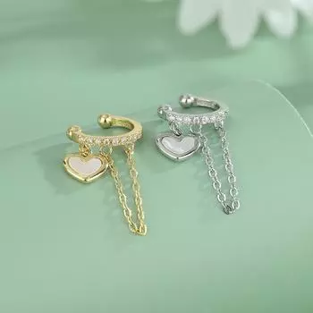 Темперамент Сердцевидная ракушка без отверстий для ушей, бахромчатые клипсы для ушей, заботливые женщины, холодный ветер персиковые сердечки для ушей