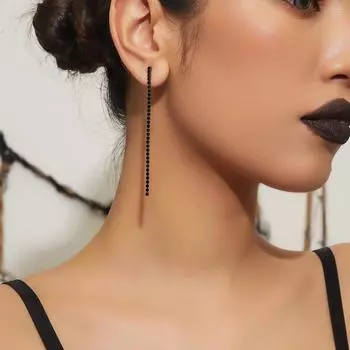 Темперамент Сексуальные Черные Кристалл Длинные Серьги Модные Продвинутые Серьги Sense Of a Wire Женские Серьги 1 Пара
