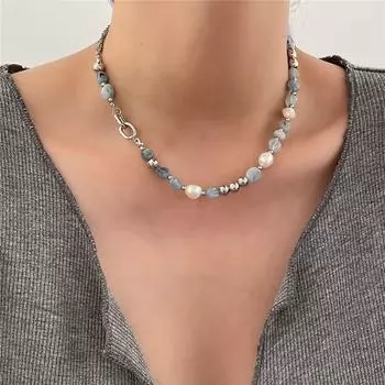Темперамент Синее Ожерелье Личность Модное Ожерелье Прилив Ключичная Цепочка Подарки синий