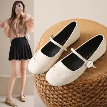 Temperament Single Shoes Женские летние туфли на толстом каблуке Мягкие ретро туфли с квадратной головкой A Word with Mary Jane 35 серебряный