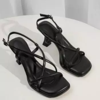 Temperament туфли на шпильках женские летние новые квадратные босоножки с тонким ремешком и мягкой подошвой 35 абрикосовый