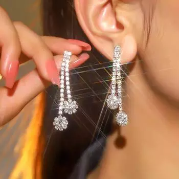 Темперамент сверкающие великолепные длинные серьги из кристаллов модные высококлассные серьги Sense Of женские серьги 1 пара