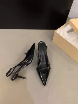 Темперамент светской львицы черная сумка голова сандалии туфельки феи 2025 новый весна и лето острый носок высокие каблуки туфли-лодочки 35 чёрный