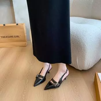 Temperament thin heel sandals new simple cat eye pointed sandals niche high-end bag head high heels 36