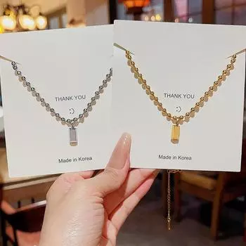 Temperament titanium clavicle chain luxury design sense accessories new neck chain Joker exquisite small gold brick necklace jewelry woman серебряный