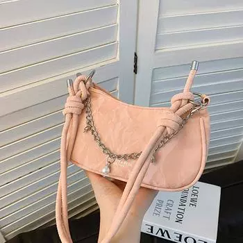 Temperament универсальная сумка через плечо с цепочкой женская весна и лето нишевый дизайн текстура подмышечная сумка маленькая квадратная сумка женская розовый