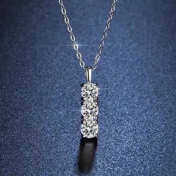 Темперамент Универсальный имитация муассанита ожерелье женская нишевая мода четыре когтя длинная полоса кулон ключица цепочка