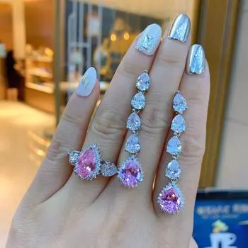 Темперамент ювелирные изделия ретро кольцо цветное сокровище популярный имитация желтый бриллиант капли воды серьги ретро