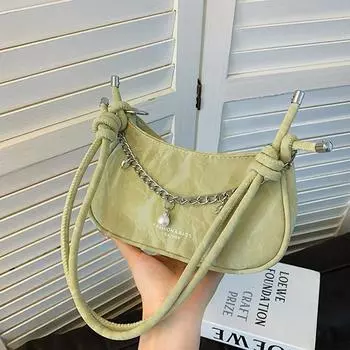 Temperament универсальная сумка на цепочке женская весна-лето 2024 новый нишевый дизайн текстура подмышечная сумка чёрный