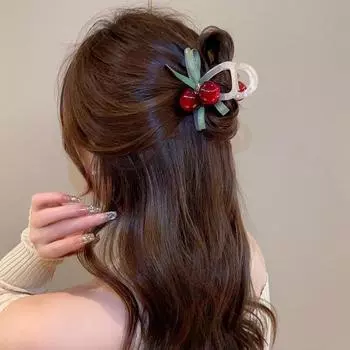 Темперамент Вишневый зажим для волос Женская новая заколка-бант Заколка для волос Головной убор Акула Заколка Свежая и сладкая заколка для волос