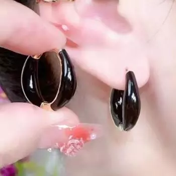 Темперамент, Высококачественное ощущение, Серьги с каплями масла, Модные и универсальные серьги чёрный