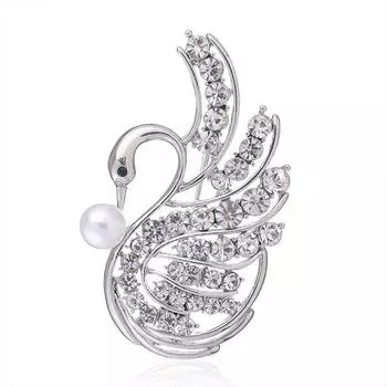Temperament White Swan Brooch Female Simple Diamond-Encrusted Animal Brooch Niche Premium Design Sense Pin Anti-Light Accessories