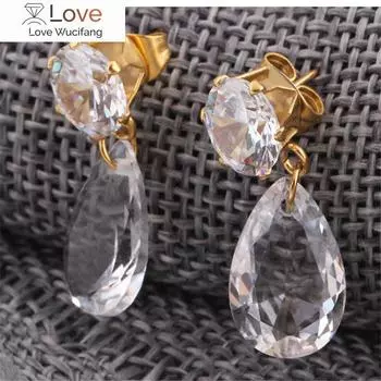 Temperament Wild Drop золотые титановые стальные серьги кристалл от австрийских женщин и женщин для вечеринки