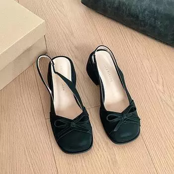 Temperament women s single shoes bow hollow bag head sandals spring new sweet back empty low heels 35