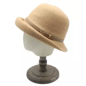 Temperament Women S Top Hat Versatile Knitted Hat Belt Buckle Bucket Hat Fashion Hollow Edge Basin Hat M56-58cm коричневый