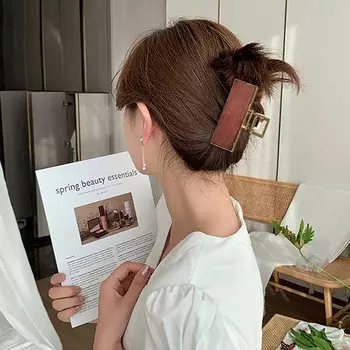 Temperament Wood pattern Women Headwear Acrylic Marbling Hair Claw Ponytail Holder Square Hairpin белый