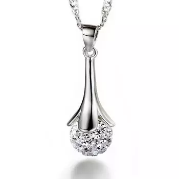 Temperament Женское ожерелье с подвеской Женское супер-вспышка со стразами Шар Шамбала Среднее и длинное ожерелье с подвеской Посеребренные ювелирные изделия