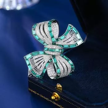 Темпераментная брошь-бант высокого класса для женщин, новый легкий роскошный нишевый костюм высокого класса с корсажем и аксессуарами зелёный