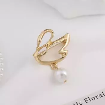 Темпераментная брошь в виде лебедя из жемчуга, металлическая простая, высококачественная, корсажная, фиксированная, антибликовая, украшение для воротника