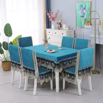 Темпераментная кружевная кромка с хлопковой скатертью, высококачественная интегрированная подушка для сиденья, однотонная противоскользящая подушка для стула, спинка Connected seat cover