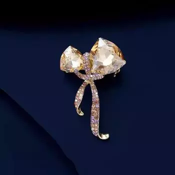 Темпераментная лента хрустальная брошь высокого класса женская ретро элитная бант корсаж булавка костюм платье аксессуары