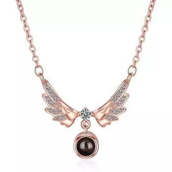 Темпераментная мода Крылья ангела Проекция Ожерелье Женская ключичная цепочка I Love You Подвеска для девушки Подарок copper