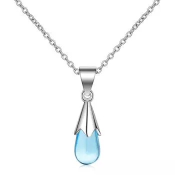 Темпераментная мода синяя подвеска в виде капли воды женская простая короткая ключичная цепочка ожерелье подарок для подруг copper