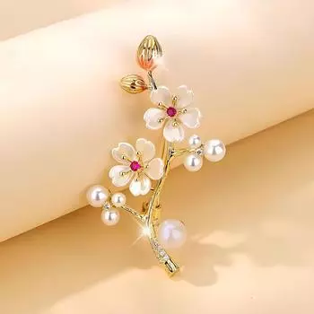 Темпераментная роскошная брошь в виде цветка сливы, изысканная женская модная брошь в виде букета, аксессуары для корсажа и костюма
