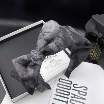 Темпераментная серая заколка для волос с бантом сбоку, обруч для волос, модный женский обруч для волос, повязка на голову, аксессуары для волос, головной убор