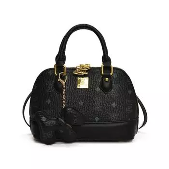 Темпераментная сумочка маленькая сумка сумка-мессенджер высококлассная сумка-ракушка женская новая с принтом медведя нишевая мода чёрный