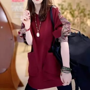 Темпераментная светская львица, стиль для отпуска, личность матери, топ 2025, весна-осень, новый, средней длины, модная повседневная толстовка M