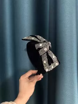 Темпераментная Высококлассная Повязка на Голову с Узлом из Стразов и Бантом с Широкими Полями, Модные Женские Аксессуары для Волос