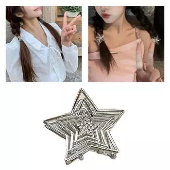 Темпераментная заколка для волос со стразами, блестящая заколка для волос со звездой для женщин, нежная заколка для волос с хвостиком для женщин серебряный