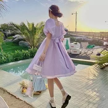 Темпераментное фиолетовое платье, женская весенне-летняя новая повседневная юбка S фиолетовый