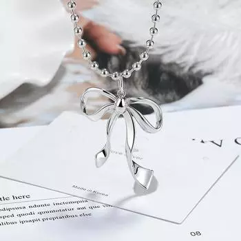 Темпераментное модное ожерелье-бант, легкая роскошная лента, бант, ключичная цепочка, подарок для подруг copper белого золота