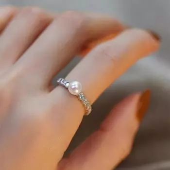 Темпераментное очаровательное пресноводное жемчужное кольцо высокого класса индивидуальность легкое роскошное нейтральное многослойное кольцо на указательный палец холодный ветер простой стиль adjustable opening
