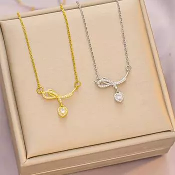 Темпераментное ожерелье с бантом Love, женская цепочка на ключицу