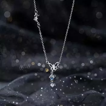Темпераментное ожерелье в виде полой бабочки, женское, легкое, роскошное, нишевый дизайн, подвеска из циркония с бахромой, цепочка на ключицу из нержавеющей стали