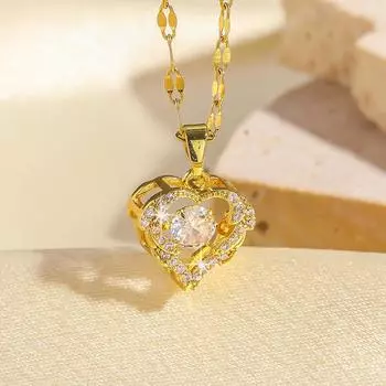 Темпераментное умное любовное циркониевое ожерелье для женщин золотистого цвета, легкое роскошное ожерелье из титановой стали с подвеской, ювелирные изделия для вечеринок