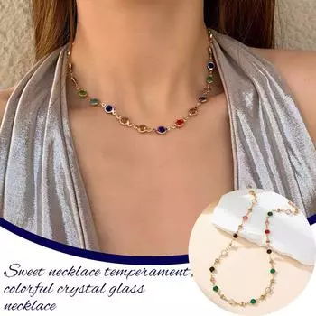 Темпераментное витражное ожерелье ожерелья для женщин ожерелье ювелирные изделия подарок невесте простое украшение K4C6 E-1pcs