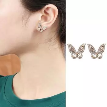 Темпераментные девушки корейские серебряные серьги-бабочки серьги-гвоздики со стразами модные украшения серебряный