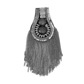 Темпераментные кисточки и стразы, прочная блестящая брошь на плечо, декор для сумки, эполет серебряный