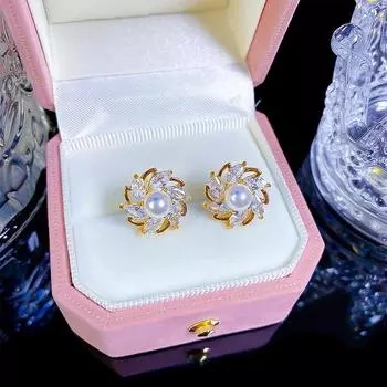 Темпераментные круглые цветочные серьги для невесты, помолвочные свадебные серьги для романтического подарка на День святого Валентина золотой