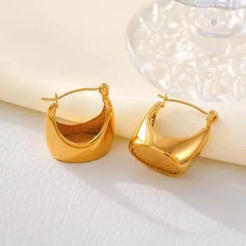 Темпераментные легкие роскошные серьги женские модные глянцевые серьги-мешки из титановой стали с покрытием PVD 18-каратное настоящее золото простые и универсальные